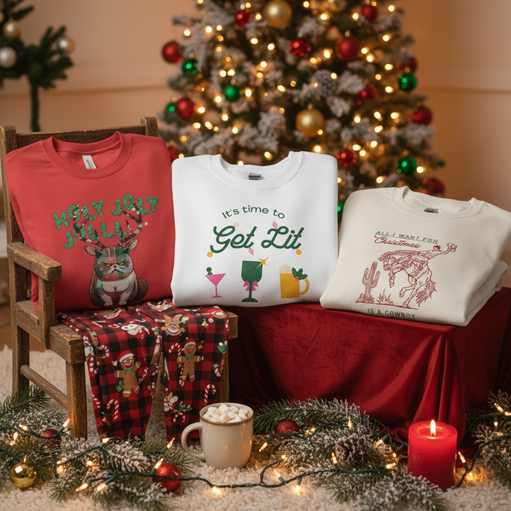 Holiday Collection Products on Festive Background